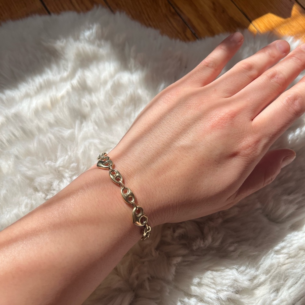 Vintage 10k mariner heart and chain bracelet - Picture 3 of 8